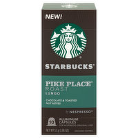 Starbucks Coffee, Lungo, Ground, Pike Place Roast, Aluminum Capsules - 10 Each 