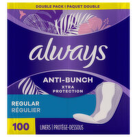 Always Liners, Regular, Anti-Bunch, Double Pack - 100 Each 