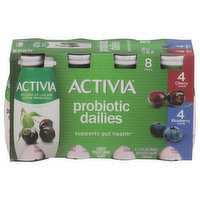 Activia Yogurt Drink, Lowfat, Cherry & Blueberry, Probiotic Dailies, 8 Pack - 8 Each 