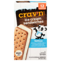 Crav'n Flavor Ice Cream Sandwiches, Vanilla - 12 Each