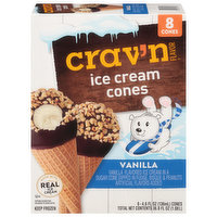 Crav'n Flavor Ice Cream Cones, Vanilla - 8 Each 