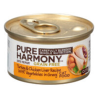 Pure Harmony Cat Food, Grain Free, Super Premium, Turkey & Chicken Liver Recipe with Vegetables in Gravy, Cuts - 3 Ounce 