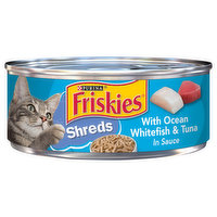 Friskies Wet Cat Food, Shreds With Ocean Whitefish & Tuna in Sauce - 5.5 Ounce 