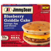 Jimmy Dean Sandwiches, Sausage, Egg and Cheese, Blueberry Griddle Cake - 4 Each 