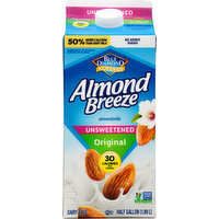 Almond Breeze Almondmilk, Original, Unsweetened - 0.5 Gallon 