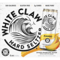 White Claw Hard Seltzer, Mango, Spiked, 6 Pack - 6 Each 