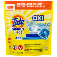 Tide Detergent, Oxi, 3 in 1, Fresh Scent, Pacs