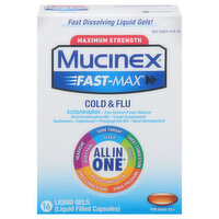 Mucinex Cold & Flu, All in One, Maximum Strength, Liquid Gels - 16 Each 