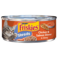 Friskies Cat Food, Shreds, Chicken & Salmon Dinner in Gravy, Adult - 5.5 Ounce 