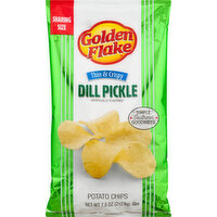 Golden Flake Potato Chips, Dill Pickle Flavored, Thin & Crispy, Sharing Size