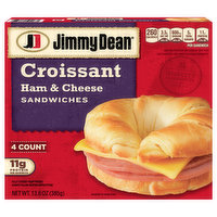Jimmy Dean Sandwiches, Croissant, Ham & Cheese - 4 Each
