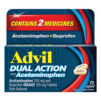 Advil Acetaminophen + Ibuprofen, Dual Action, Caplets - 72 Each