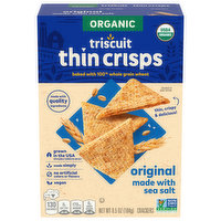 TRISCUIT Triscuit Organic Thin Crisps Original Whole Grain Wheat Crackers, Organic Crackers, Vegan Crackers, 6.5 oz