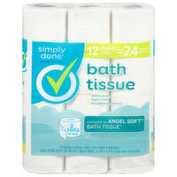Simply Done Bath Tissue, Double Rolls, 2-Ply - 12 Each 