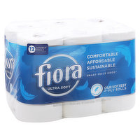 Fiora Bath Tissue, Ultra Soft, Unscented, Double Rolls, 2 Ply - 12 Each 