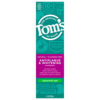 Tom's of Maine Toothpaste, Antiplaque & Whitening, Spearmint Gel - 4.7 Ounce 