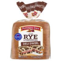 Pepperidge Farm Bread, Deli Swirl, Jewish Rye & Pumpernickel - 16 Ounce 