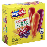 Popsicle Ice Pops, Orange, Cherry, Grape, 18 Pack - 18 Each 