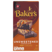 Baker's Baking Bar, Chocolate, Unsweetened, 100% Cacao - 4 Ounce 