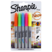 Sharpie Permanent Markers, Neon, Fine Point - 5 Each 