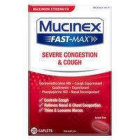 Mucinex Severe Congestion & Cough, Maximum Strength, Caplets - 20 Each 