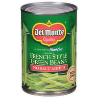 Del Monte Green Beans, No Salt Added, French Style