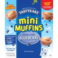 Tastykake Blueberry Flavored Mini Muffins, Portable and Shareable, Blueberry Muffins, 5 Pouches per Box