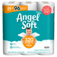 Angel Soft Bathroom Tissue, Unscented, Mega Roll, 2-Ply - 24 Each