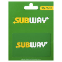 SUBWAY Gift Card, $15-$500 - 1 Each 