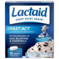 Lactaid Lactase Enzyme Supplement, Caplets - 12 Each 