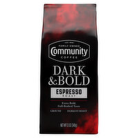 Community Coffee Coffee, Ground, Dark Roast, Espresso Roast, Dark & Bold - 12 Ounce 