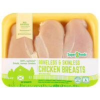 Super 1 Foods Chicken Breasts with Rib Meat, Boneless & Skinless - 2.24 Pound 