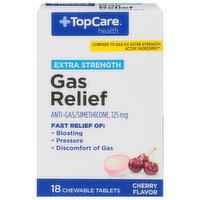 TopCare Gas Relief, Extra Strength, 125 mg, Chewable Tablets, Cherry Flavor