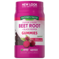 Nature's Truth Beet Root + Black Pepper, Vegan, Super Food, Gummies, Natural Strawberry Flavor - 60 Each 
