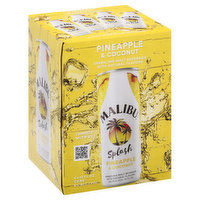 Malibu Malt Beverage, Sparkling, Pineapple & Coconut - 4 Each 
