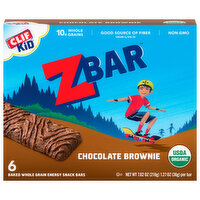 ZBAR CLIF Kid Zbar - Chocolate Brownie - Soft Baked Whole Grain Snack Bars - USDA Organic - Non-GMO - Plant-Based - 1.27 oz. (6 Pack) - 7.62 Ounce 