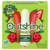 Outshine Outshine Strawberry, Lime, and Raspberry Frozen Fruit Pops, Variety Pack, 12 Count - 12 Each 