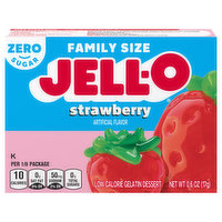 Jell-O Gelatin Dessert, Low Calorie, Zero Sugar, Strawberry, Family Size - 0.6 Ounce 