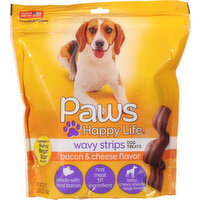 Paws Happy Life Dog Treats, Bacon & Cheese Flavor, Wavy Strips - 25 Ounce 