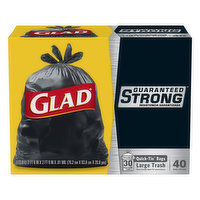 Glad Trash Bags, Quick-Tie, Large, 30 Gallon - 40 Each 