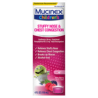 Mucinex Stuffy Nose & Chest Congestion, Liquid, Very Berry Flavor, Children's - 4 Fluid ounce 