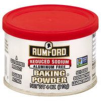 Rumford Baking Powder, Reduced Sodium, Aluminum-Free, Double Acting - 4 Ounce 