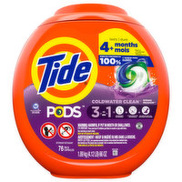 Tide Detergent, Spring Meadow, Coldwater Clean, 3 in 1, Capsules - 76 Each 