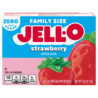 Jell-O Gelatin Dessert, Low Calorie, Zero Sugar, Strawberry, Family Size