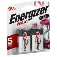Energizer Batteries, Alkaline, 9V, 2 Pack