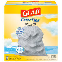 Glad Kitchen Bags, Tall, Drawstring, Fresh Clean, 13 Gallon - 110 Each 