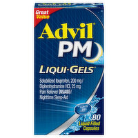 Advil PM Pain Reliever/Nighttime Sleep-Aid, Liqui Gels, Capsules - 80 Each 