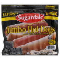Sugardale Hot Dogs, Jumbo, 3 lb Family Pack - 48 Ounce 