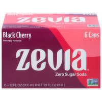 Zevia Soda, Zero Sugar, Black Cherry - 6 Each 