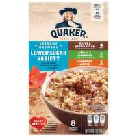 Quaker Oatmeal, Lower Sugar Variety, Maple & Brown Sugar/Apples & Cinnamon/Cinnamon & Spice, Instant - 8 Each 